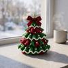 Decorative Yarn Tree for Bookshelves DIY Crochet Christmas Kit,Beginner-Friendly Xmas Craft Kit with Bow Complete Starter And Faux Pearl Embellishment