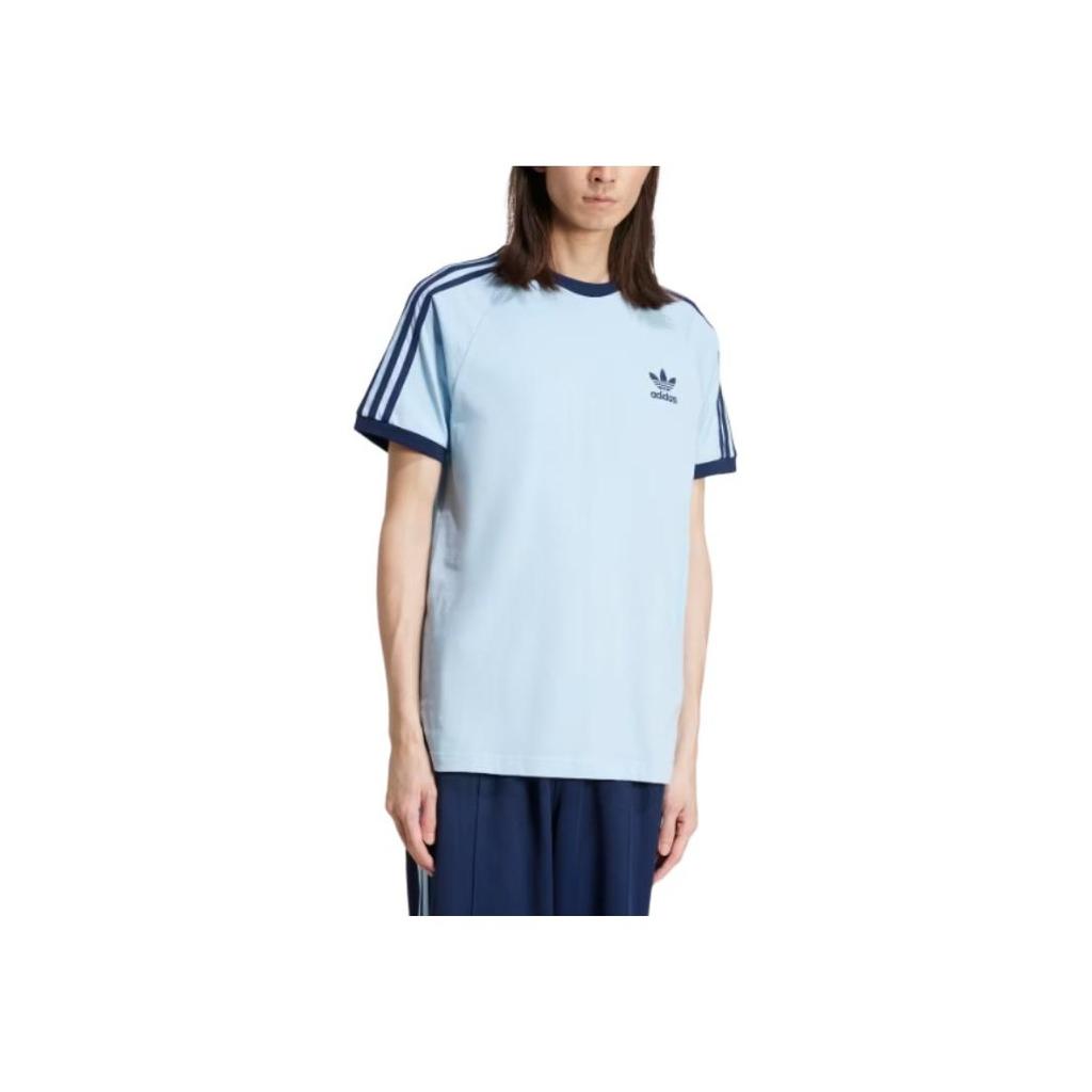 Adidas Originals Adicolor Classics 3-Stripes Fashion Soft Versatile Short Sleeve T-Shirt Men Tops Blue JN7018