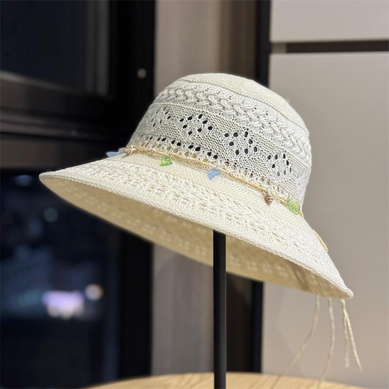 Korean-style Hand-knitted Fisherman Hat for Women, Summer Outdoor Breathable Sun Protection Hat That Makes the Face Look Smaller, Suitable for Travel