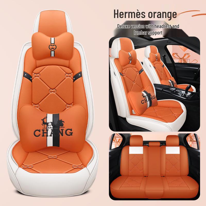 New All-Season Full Leather Cartoon Car Seat Cushion Cover
