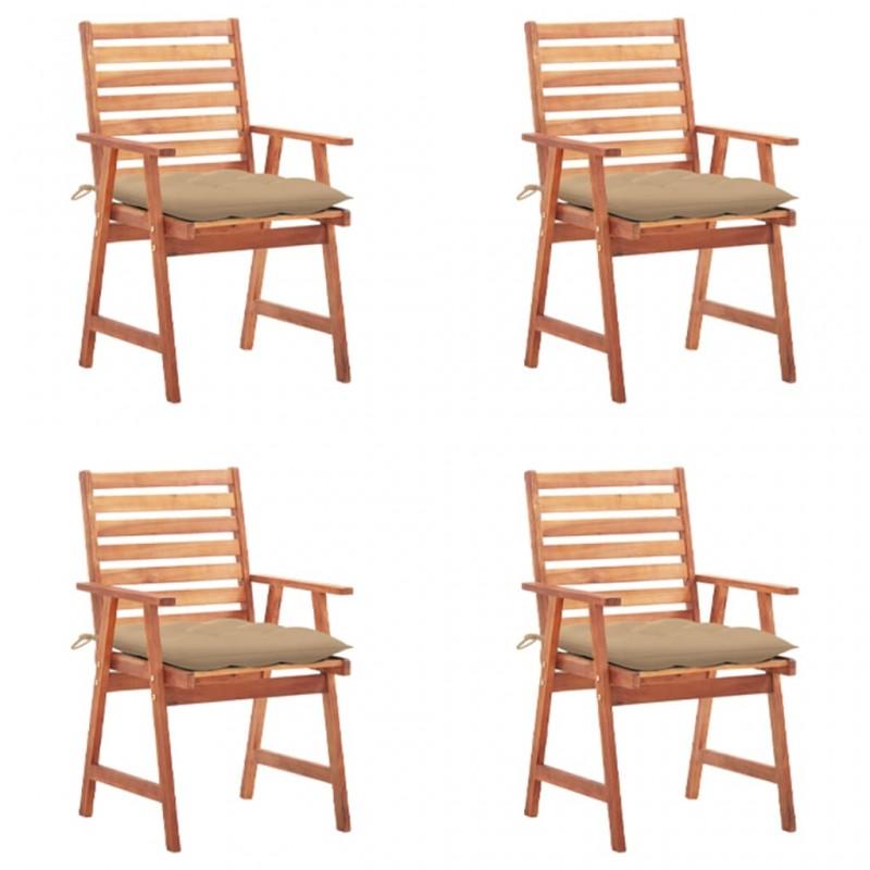 Day and Night - Day and Night Garden Dining Chairs and Cushions 4 Units Solid Acacia Wood