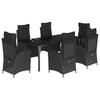 Vidaxl 7-Cz. Garden Furniture Set With Cushions, Black, Poly Rattan