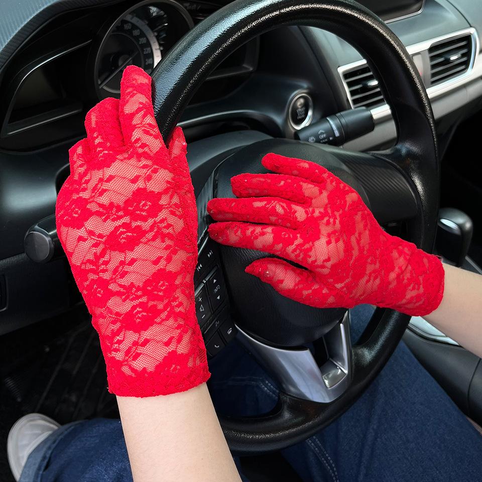 Women's Lightweight Summer Lace Gloves with for Outdoor Activities