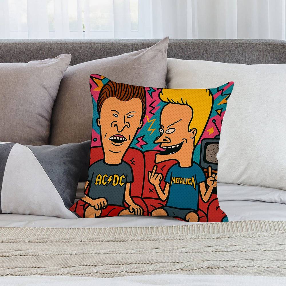 Funny B-Beavis and BUTT-HEAD Pillow Case Short Plush Double-sided Print Square Throw Pillow Covers Sofa Home Cushion Decor