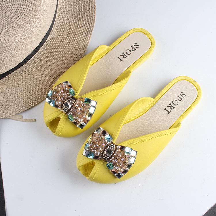 Yuzhihao Women s Metal Beaded Spring-Summer Flat Half Slippers Sandals 37