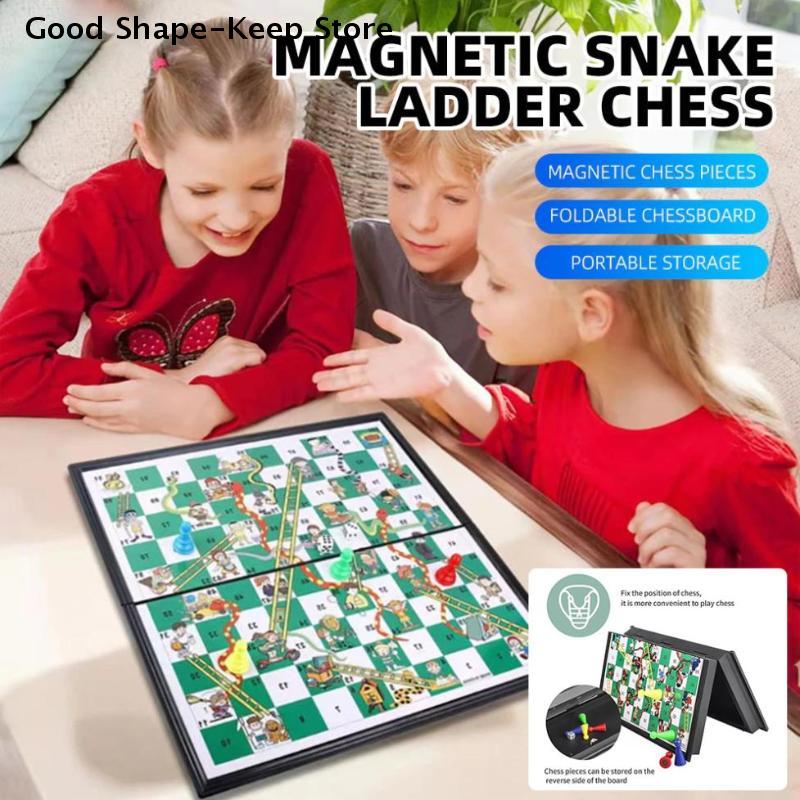 Desktop faltbares Schlangenleiter Brett und Spiel Familien-Schachbrett Tragbare faltbare Schlangenleiter Schach