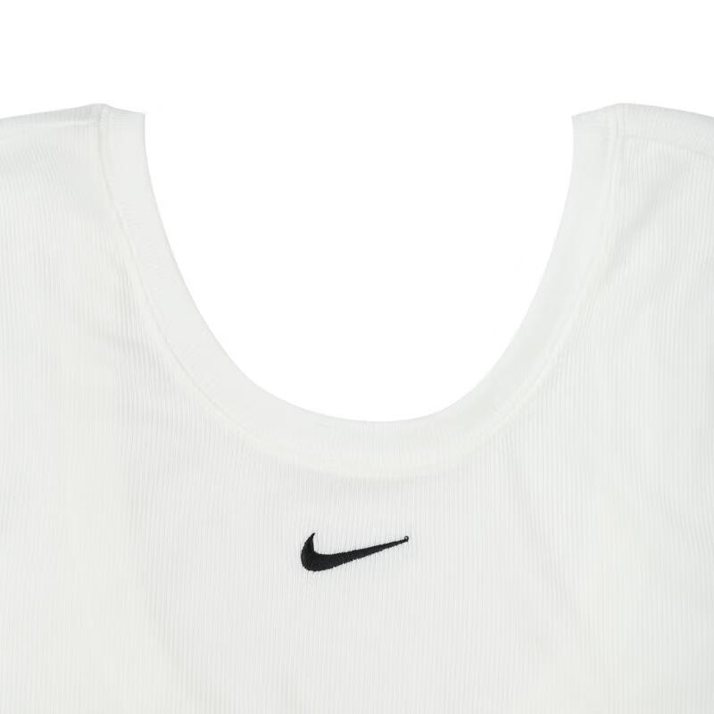 Nike Solid Color Round Neck Backless Casual Short Sleeve T-Shirt Women Tops Beige FN3665-133