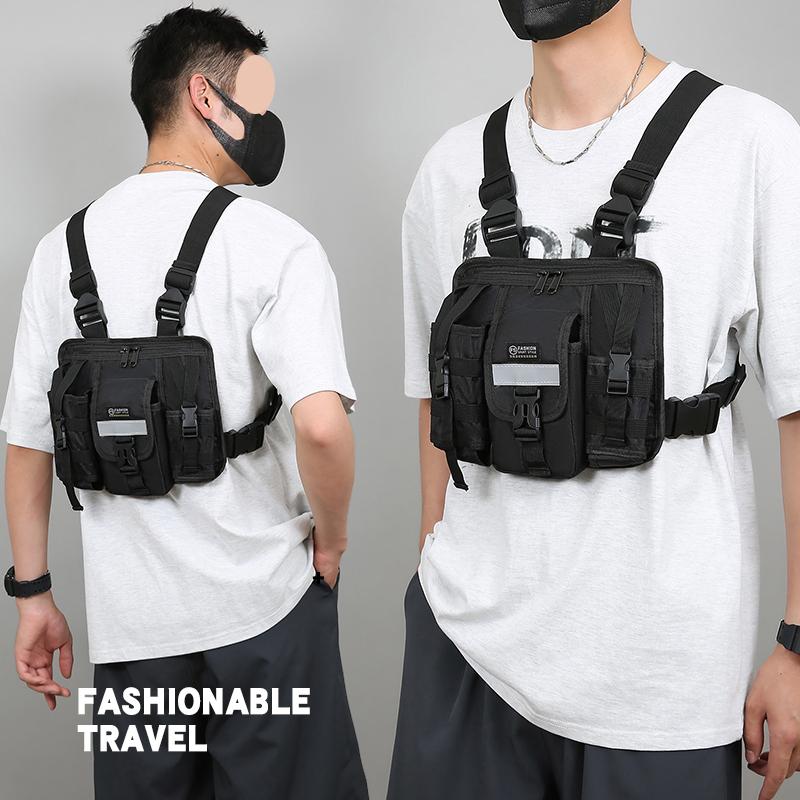 Men's and Women's Running Vest Tactical Chest Bag, Suitable for Outdoor Functional Sports (black), Suitable for Various Differen