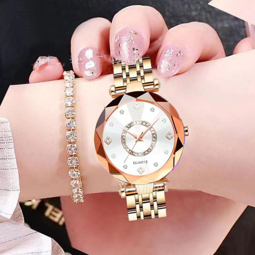 Exquisite Rhinestone Quartz Watches Luxury Rose Gold Watch Women's Wristwatch  Festival Gift