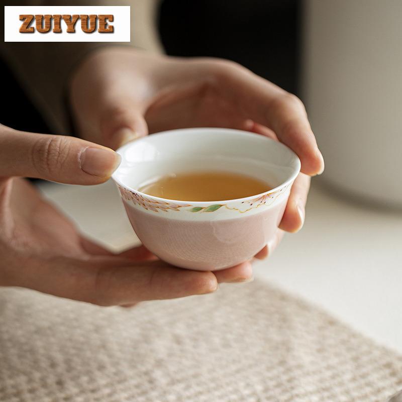85ml Hand-painted Lace Wide Mouthed Teacup Ancient Tea Bowl Jug Tea-tasting Personal Cup Jianzhan Master Cups Household Teaset