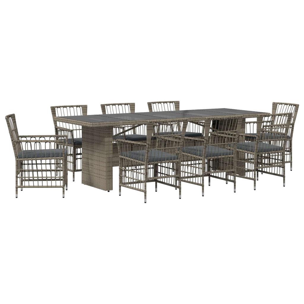 Outdoor Dining Set 9 pcs Grey Poly Rattan