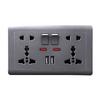 Schwarze Universelle Internationale Wandsteckdose 13A Elektrisches USB-Steckdosenpanel Standard 5-Pin Wandsteckdose US-Stecker