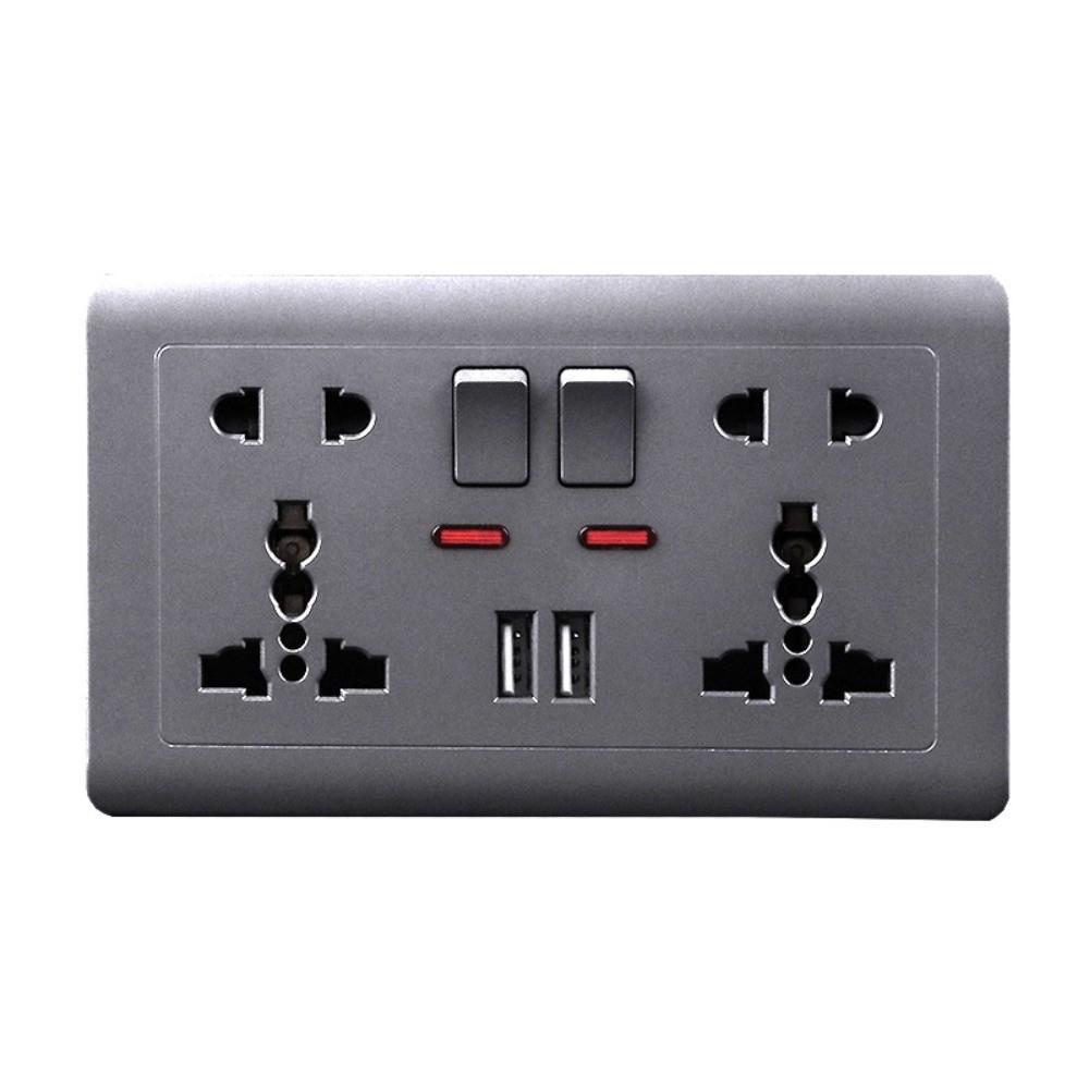 Schwarze Universelle Internationale Wandsteckdose 13A Elektrisches USB-Steckdosenpanel Standard 5-Pin Wandsteckdose US-Stecker