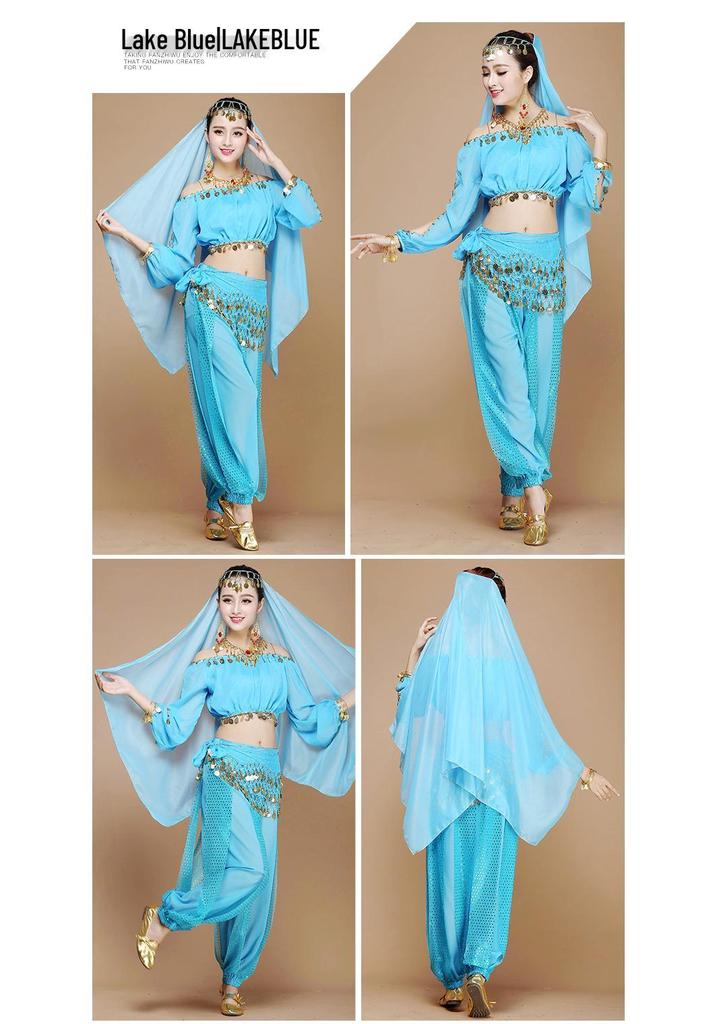 Indian Ethnic Belly Dance Set - Long Sleeve Autumn/Winter Pants for Stage Performance