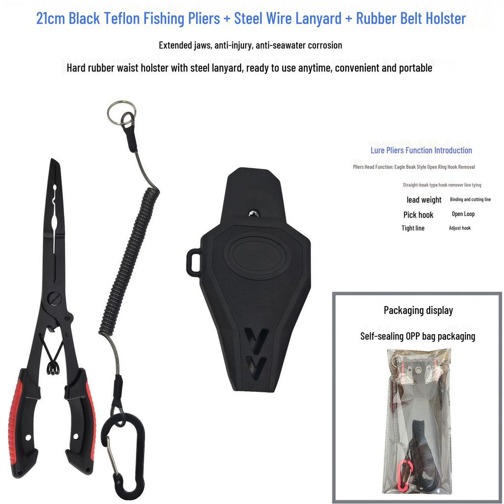 Black Teflon Eagle Beak Fishing Pliers: Multi-functional Hook, Line Cutter & Fish Control Tool