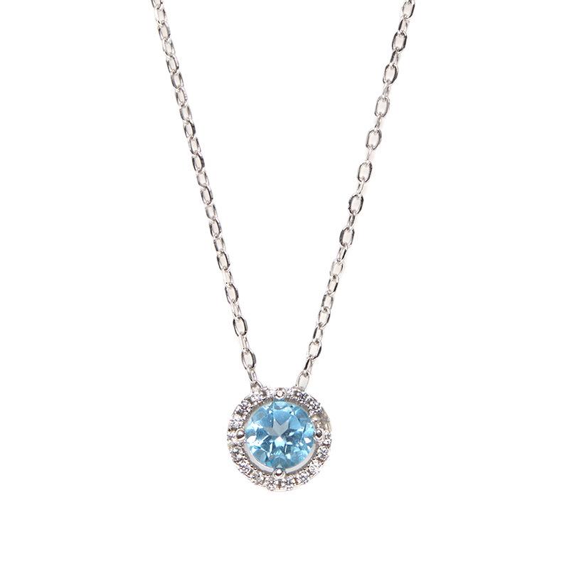 S925 Sterling Silver Natural Topaz December Birthstone Necklace, Simple Versatile Clavicle Chain