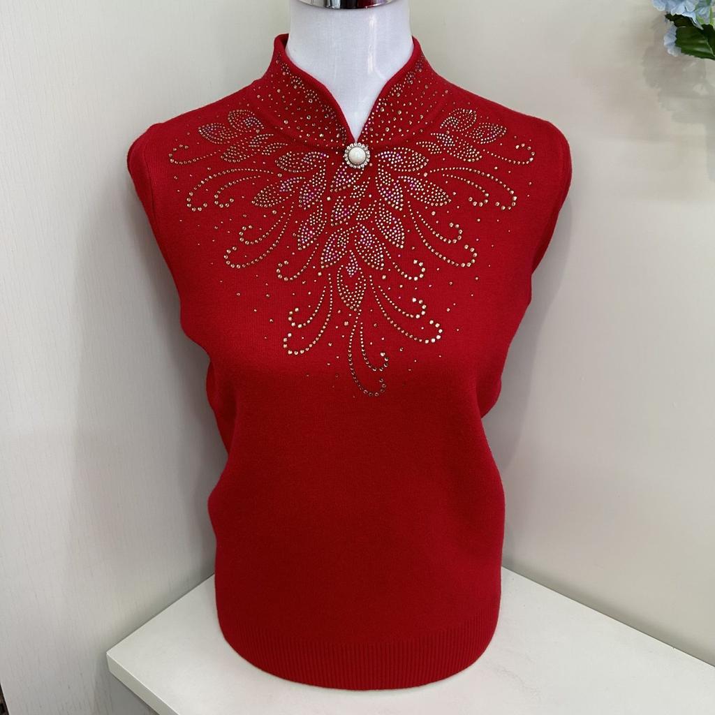 Winter Damen Fleece Pullover Dick Grobstrick Pullover Halber Rollkragen Strass Beflockt Übergröße Pullover