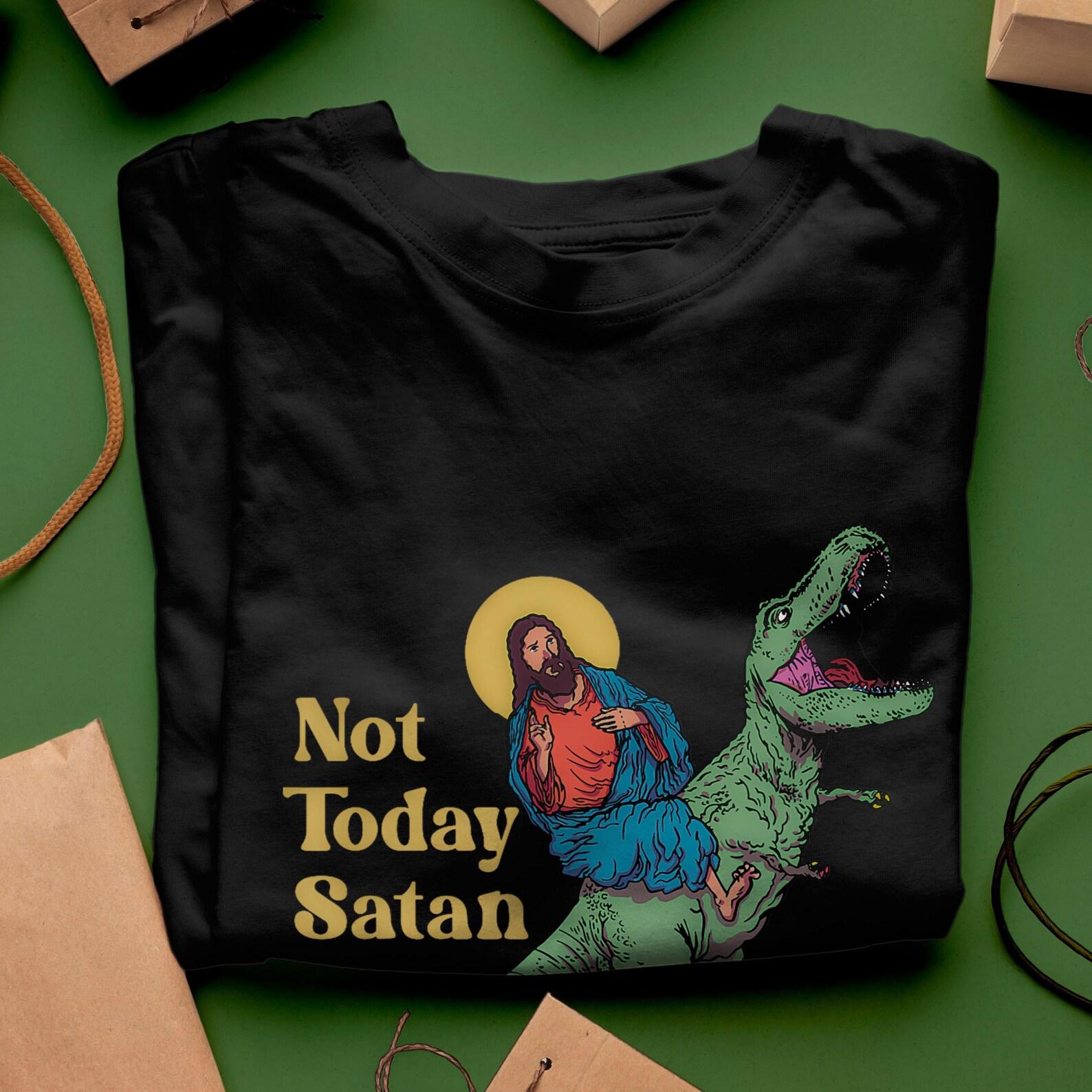 Funny Jesus Dinosaur T-Shirt: Sarcastic Religious Meme Graphic Tee M