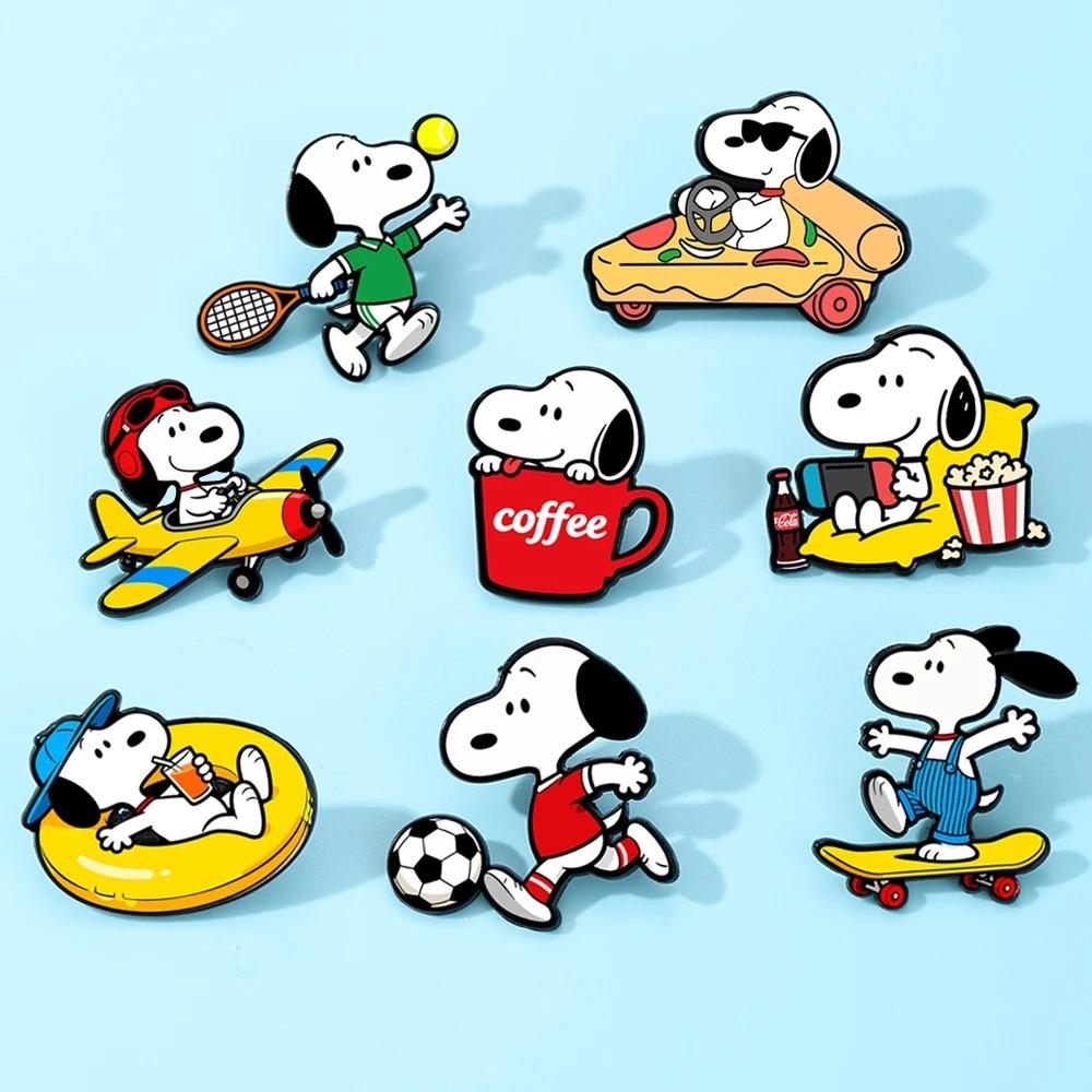 HOT 8pcs Cartoon White Puppy Dogs Enameled Brooches Cute Animal Lapel Pins Fashion Jewelry Accessories Set Present for Friends