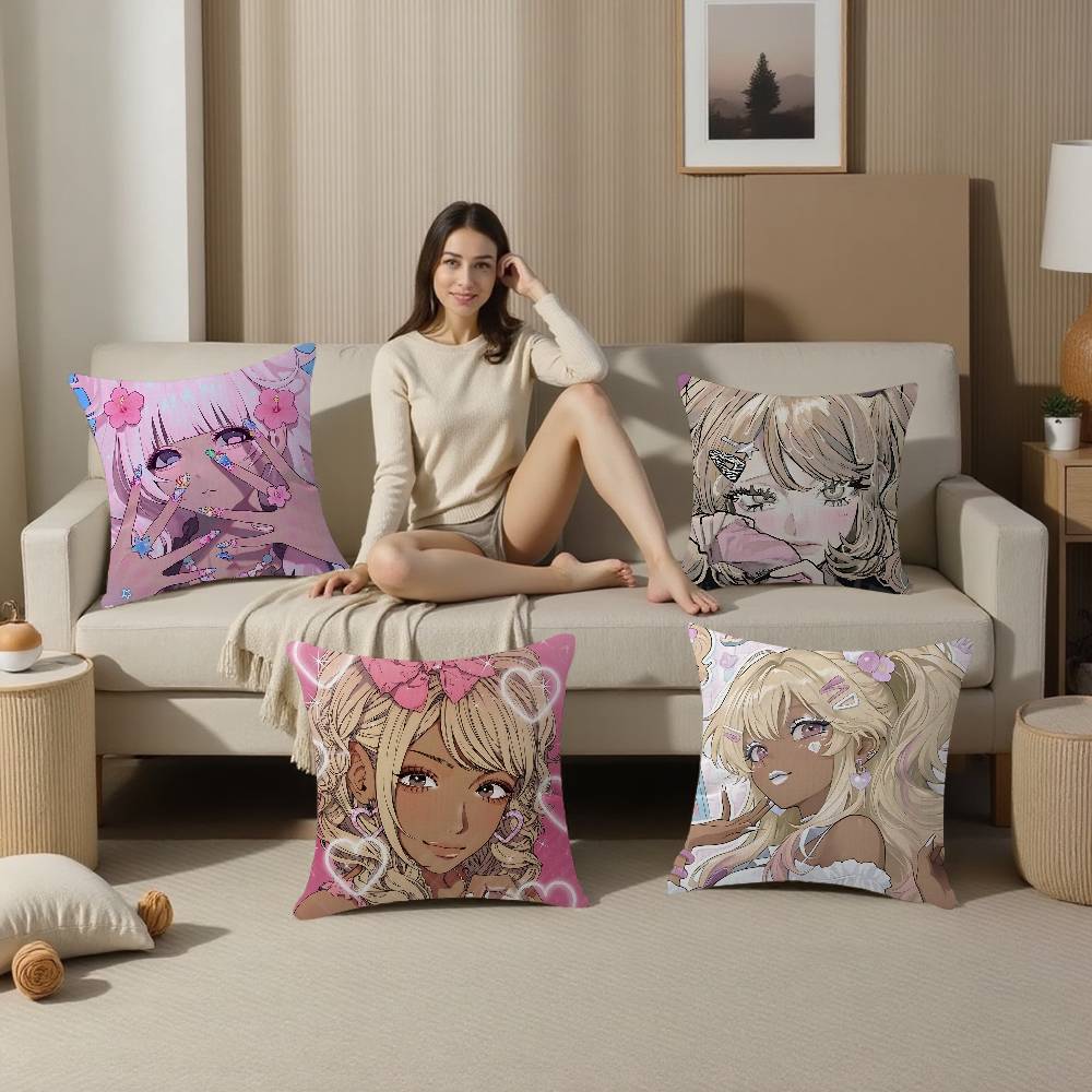 Gyaru Subculture Girls ANIME Retro Decorative Room Aesthetics Pillow Case Home Decor Bedroom Sofa Bed Couch Pillow Cover 45x45