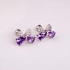 Purple Zircon Stud Earrings For Women Delicate Piercing Accessories For Everyday Wear Delicate Girl Earrings