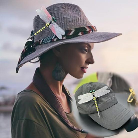 1/2/3/4Pcs Dragonfly Carabiner Clip Realistic Design Multifunctional Insect Repellent Hat