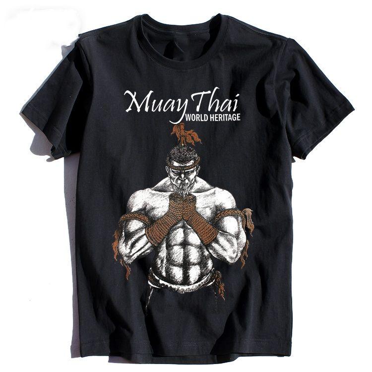 Muay Thai Fighting Fitness Printed T-Shirt Summer Trend Brand Boxing Sanda Short Sleeve Cotton Crew Neck Half Sleeve Clothes Tee