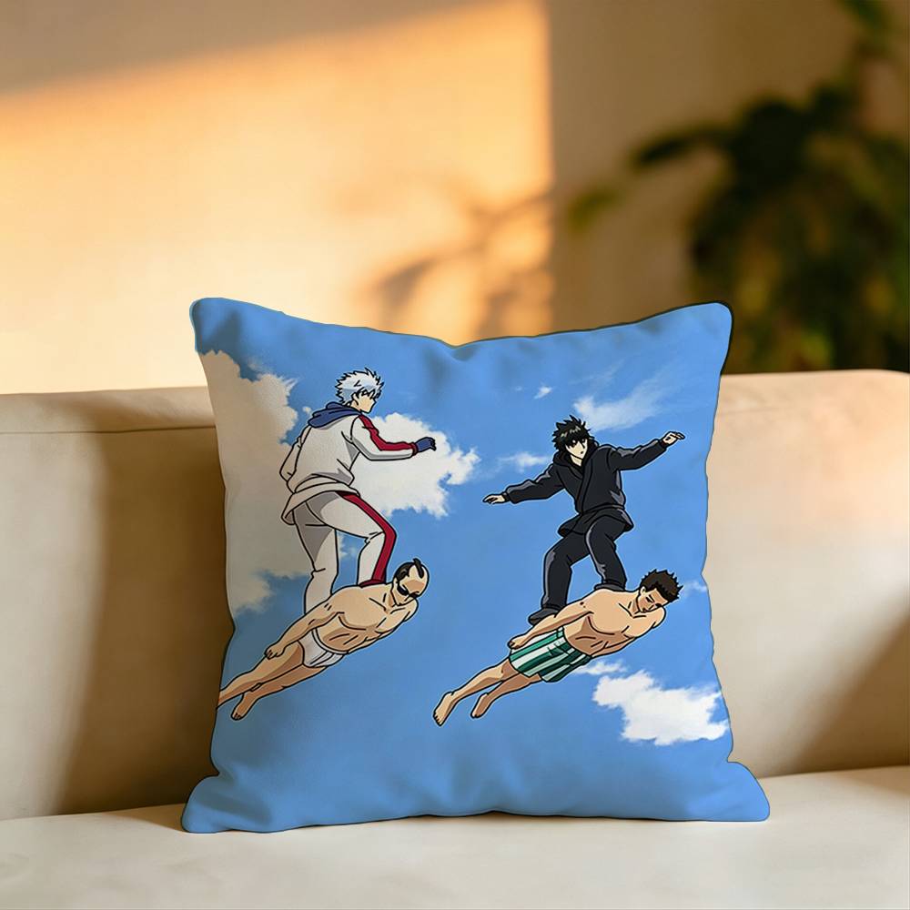 Hot Anime GGintamaa Pillow Case Square DoubleSided Sofa Cushion Cover Bedroom Bedside Pillow