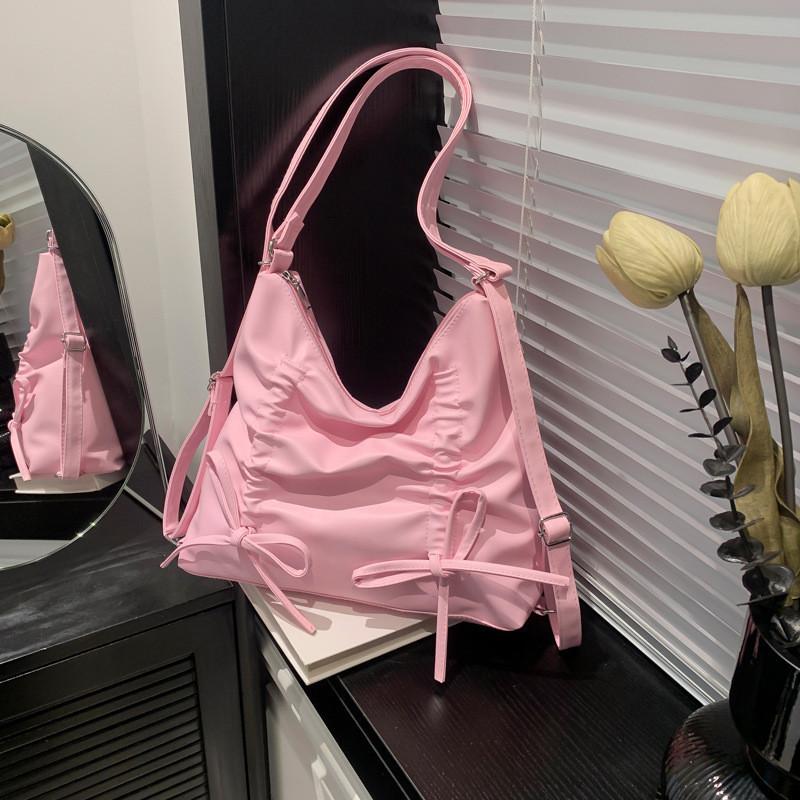 Trendy Bowknot Tote Bag In Beige Silver Pink And Black 2024 Fashionable Design