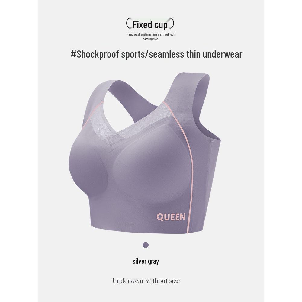 Women's Seamless Wire-Free Thin Cup Plus Size Sports Sleep Bra with Stylish Back