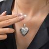 Damen Halskette mit Hohl-Tropfen Anhänger aus Edelstahl, versilbert, mit Charms, Strukturierte Schmuckstücke, Geschenk zu Weihnachten