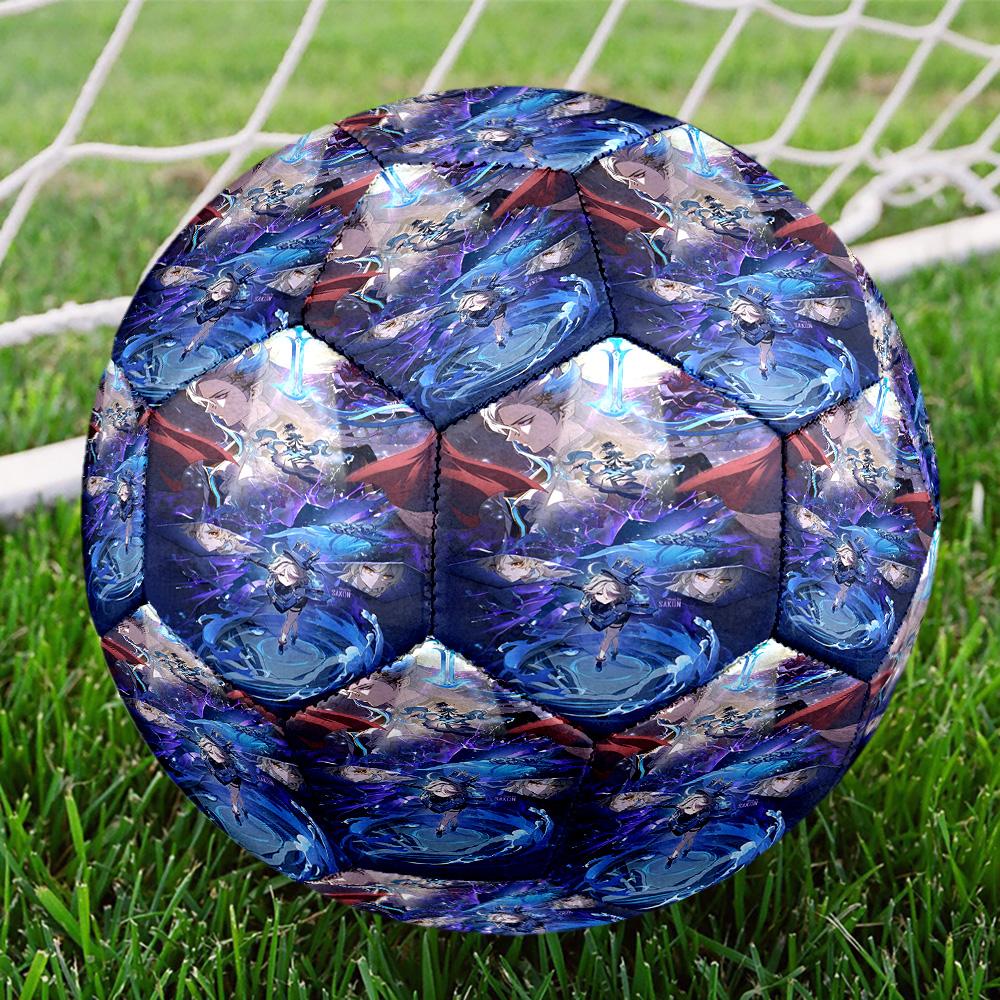 Genshin Impact Print Size 5 Soccer Ball, Standard Match Football for Sports Game and Team Practice, Ideal Gift for Soccer Fans