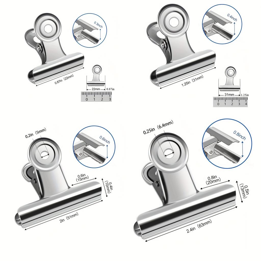 6pcs Food Bag Sealing Clips, Reusable Heavy Duty Stainless Steel Clips, Multipurpose Air Tight Seal Clip, Home Accessories