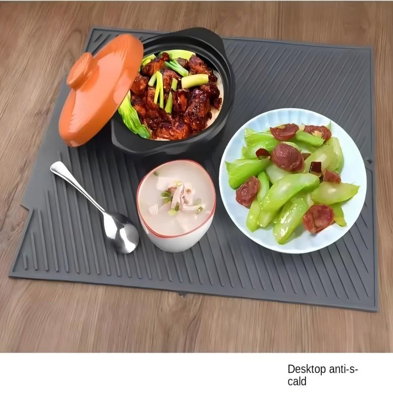 1PC Silicone Dreno Pad Secagem Tapete Potes Prato Dreno Tapete Para Cozinha Talheres Tapetes Antiderrapantes Anti-escaldante Coaster Utensílios De Cozinha
