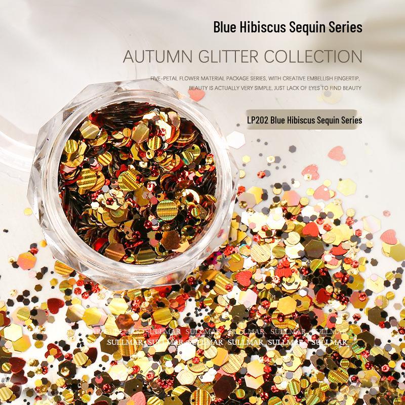 Sweet Style Nail Art: Mixed Glitter & Sequins Set - Coarse & Fine Irregular Shapes