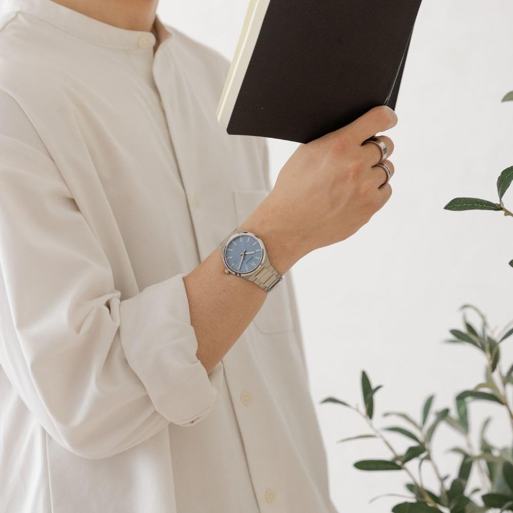 BERING Unisex Watch with Classic Link Blue and Sapphire Slim Danish Nordic Design [Officially Imported] Men's Strap, Silver, 17639-707, Crystal, Case,