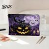 Halloween Themed Bag Storage Bag with Pattern Print Smooth Zipper Durable Canvas Maple Leaf Bin Organizer Portable Stationery Case for Travel