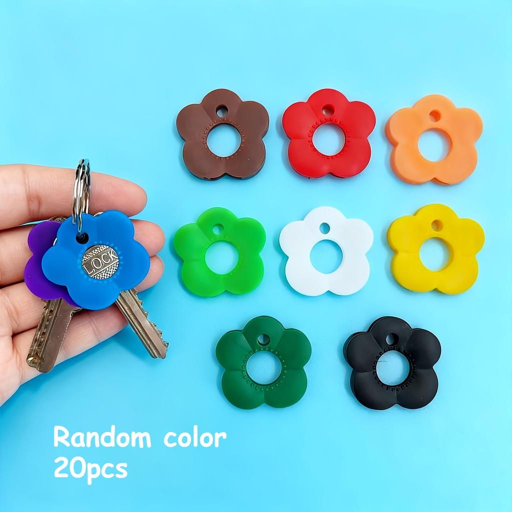 Multi-Color Flower-Shaped Silicone Keycap - Durable Key Protection Covers with Color-Coded, Easy-To-Install Keychain Organizer