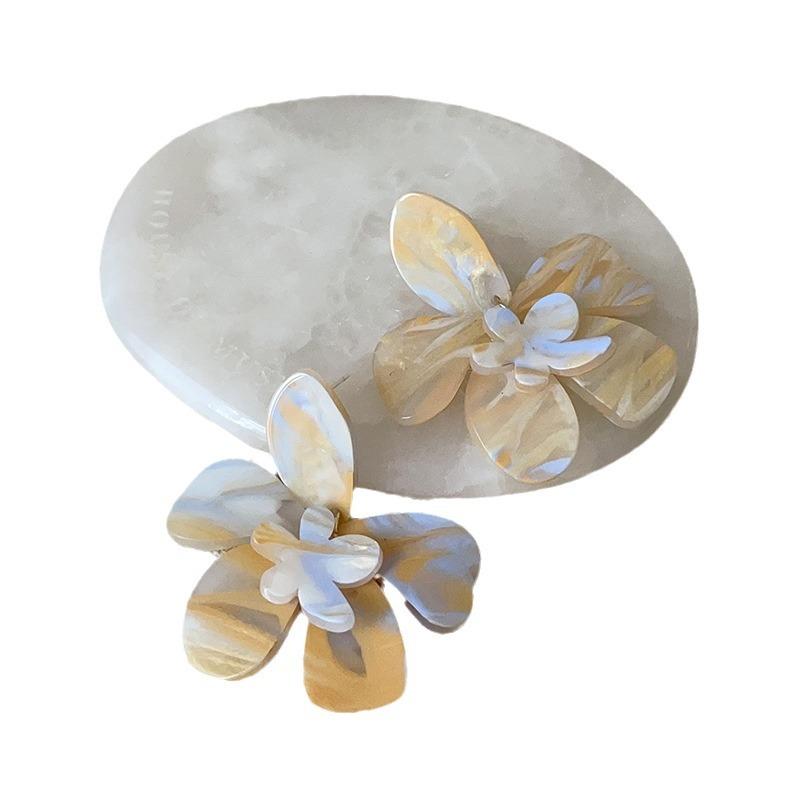 Super Fairy Ink Big Flower Stud Earrings Female Retro Niche Exaggerated Design Sense Elegant Versatile Earrings