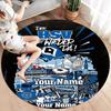 Blue Diamond Emblem Custom Name Round Area Rug Carpet Rug For Living Room Bedroom Sofa Playroom Decor Nonslip Floor Mat
