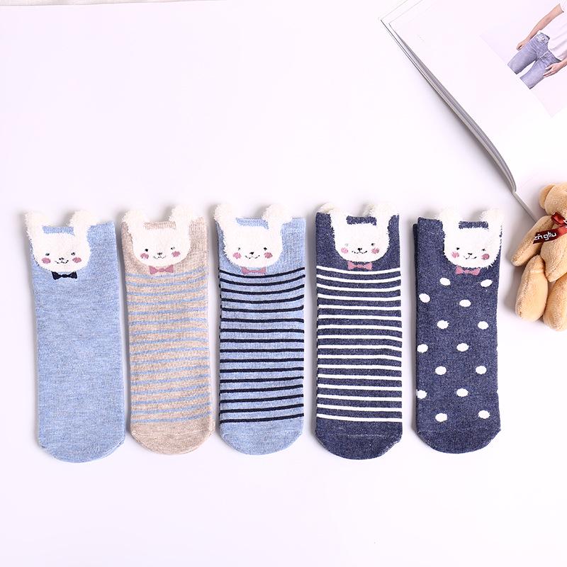 

5 пар женских носков с кроликом, летние хлопковые женские хлопковые невидимые носки с неглубоким ртом и рисунком животных, милые хлопковые носки с животными Pack of 5