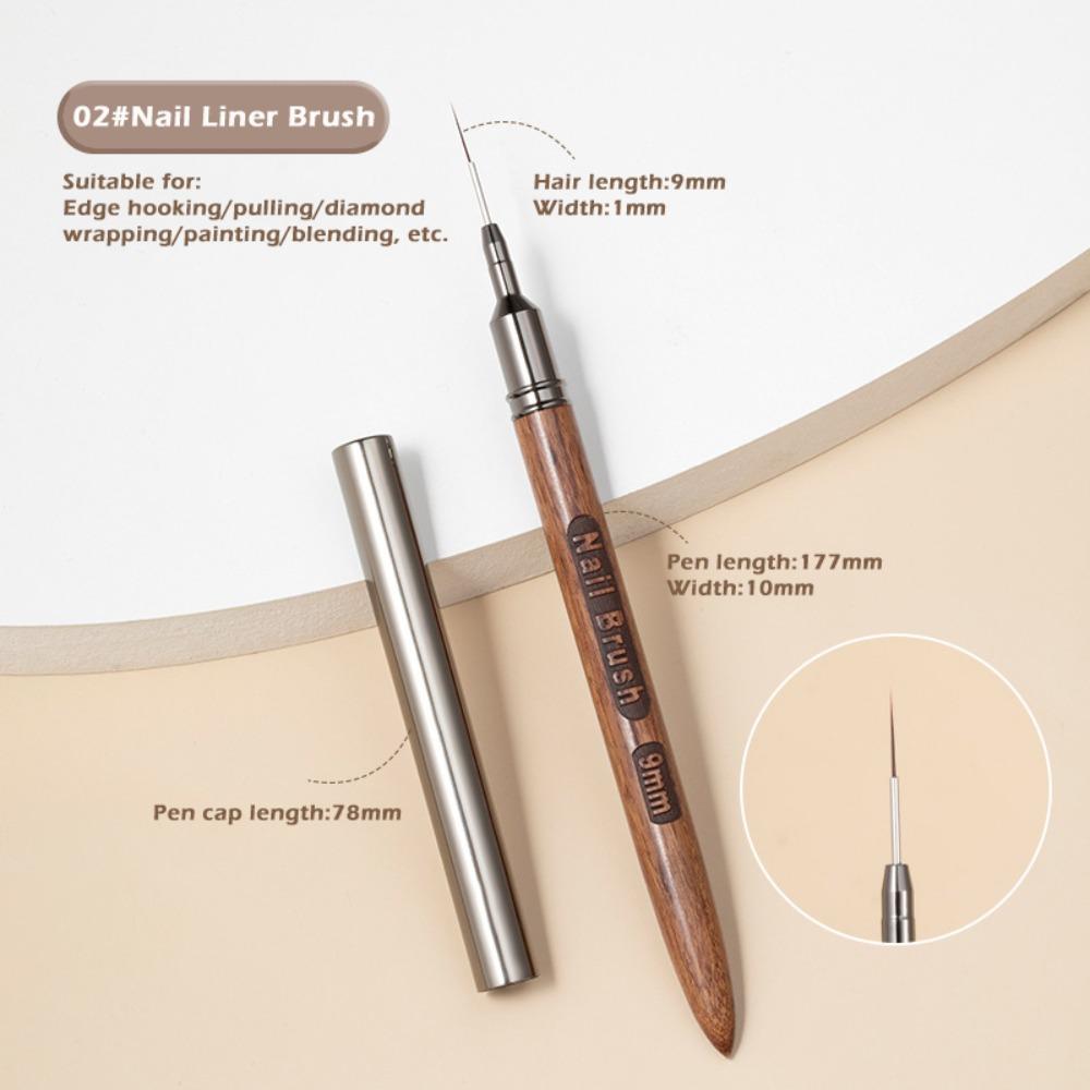 6/9/12/15/18mm Nail Liner Brush Sandalwood Pole Professional Fine Detail Nail Brush Nail Art Painting Brush Nail Painting