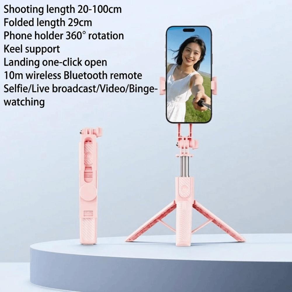 

Mini Bluetooth Selfie Stick Telescopic Design Phone Stand Phone Tripod Travel Photography Style1-Pink