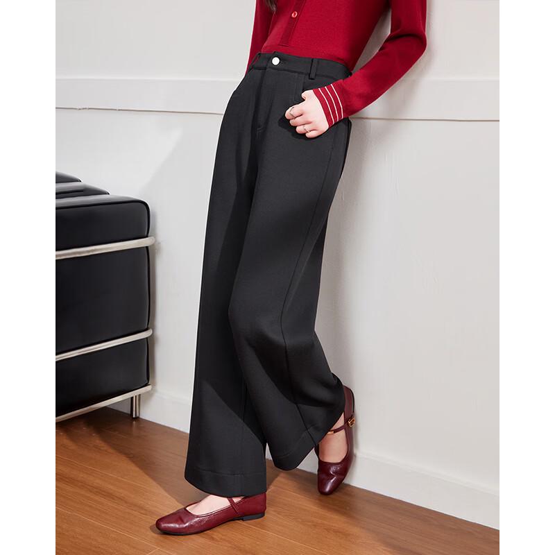 IEF Women's High-Waisted Wide-Leg Fleece-Lined Casual Trousers