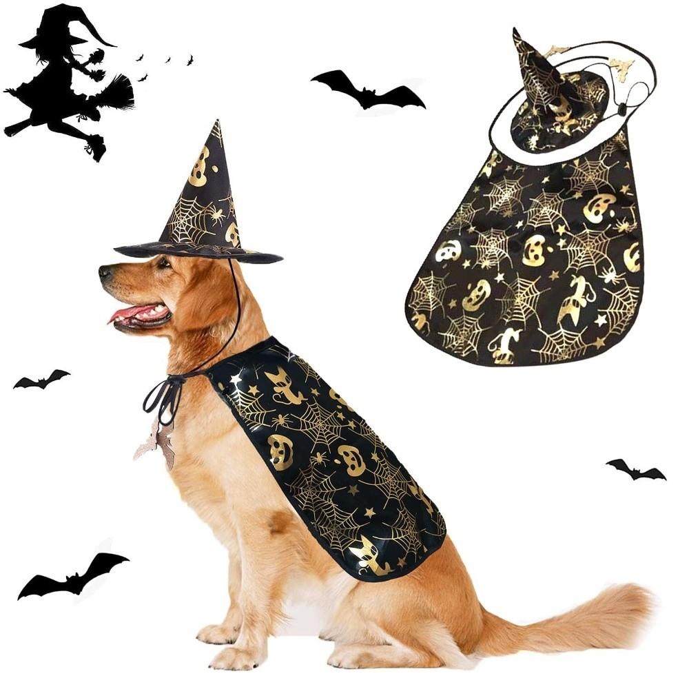Pumpkin Halloween Dog Cloak Hat Adjustable Cats Cosplay Clothes Funny Halloween Pet Apparel Party