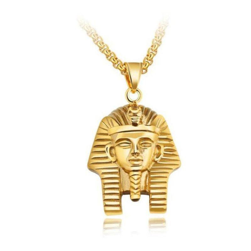 

Винтажный кулон в виде египетского фараона-сфинкса 2023 года, мужская титановая стальная цепочка золотой