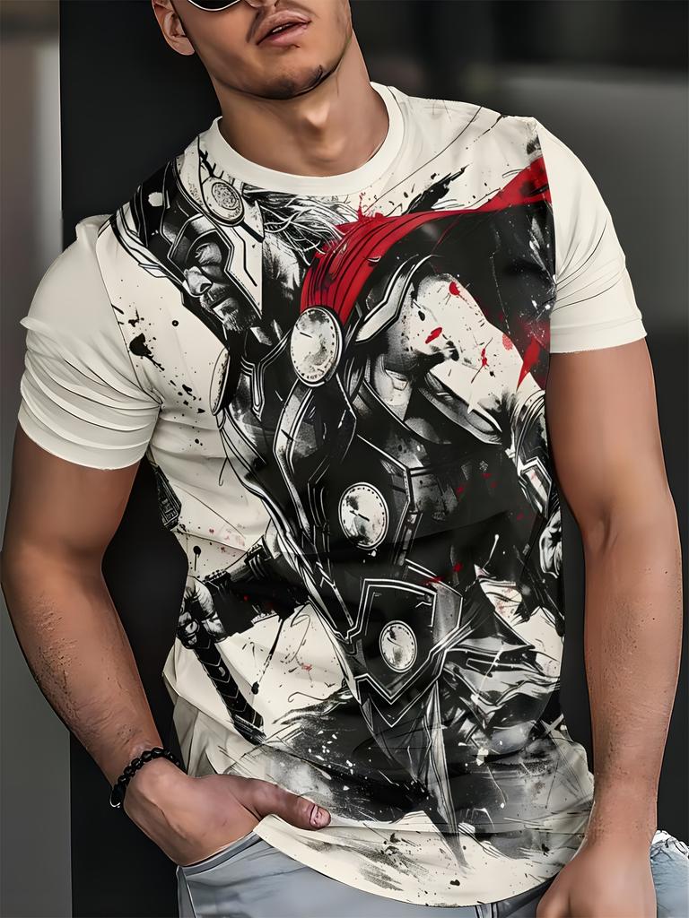 Men's Fashion Short-Sleeve T-Shirt 3D Print Iron Man Deadpool Captain America Spider-Man Superhero Fans T Shirt