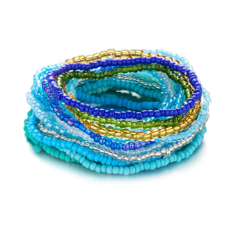 Beaded Bracelets Summer Beach Bohemia Hand Chains Handmade Colorful Seed Bead Stackable Bracelets Set for Women Elastic Stretch