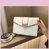 Simple Solid Color Gold Buckle Decoration Women Single Shoulder Square Bag