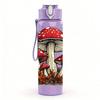 1PC Forest Red Mushroom Plant Art Print 750ml Color Plastic Sports Water Bottle Leakproof Flip Straw Lid Suitable for Sports Office Home Use